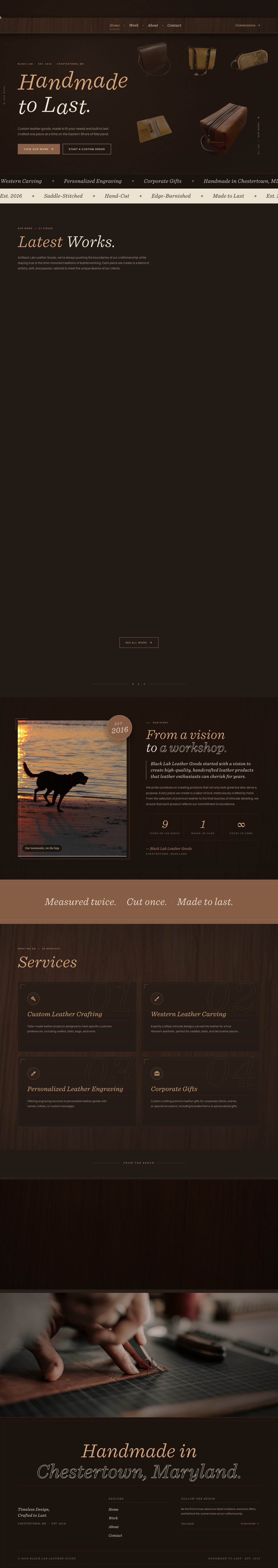 Black Lab Leather — full-page screenshot of the live build