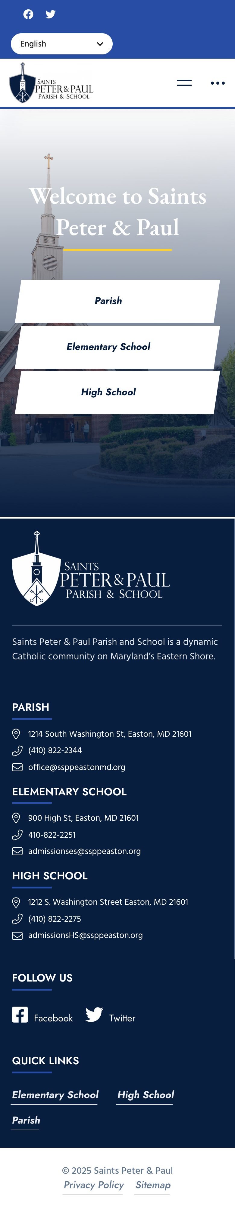 Saints Peter & Paul — mobile view of the site by Shark Digital