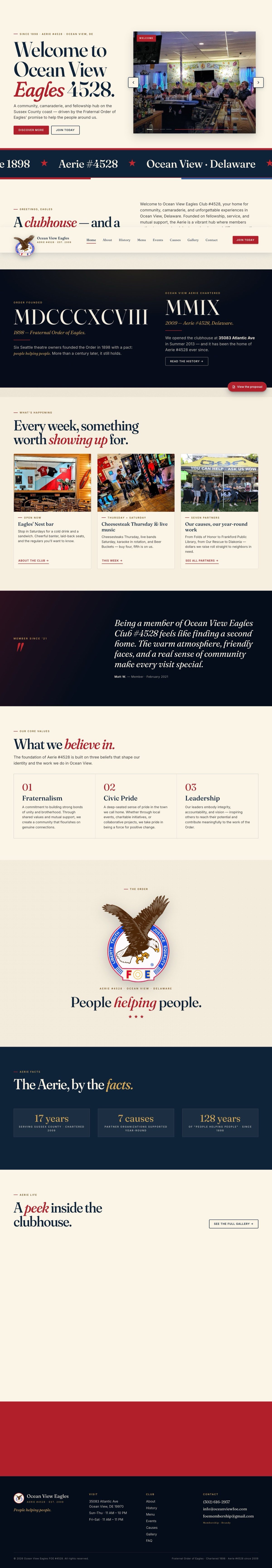 Fraternal Order of Eagles — full-page screenshot of the live build